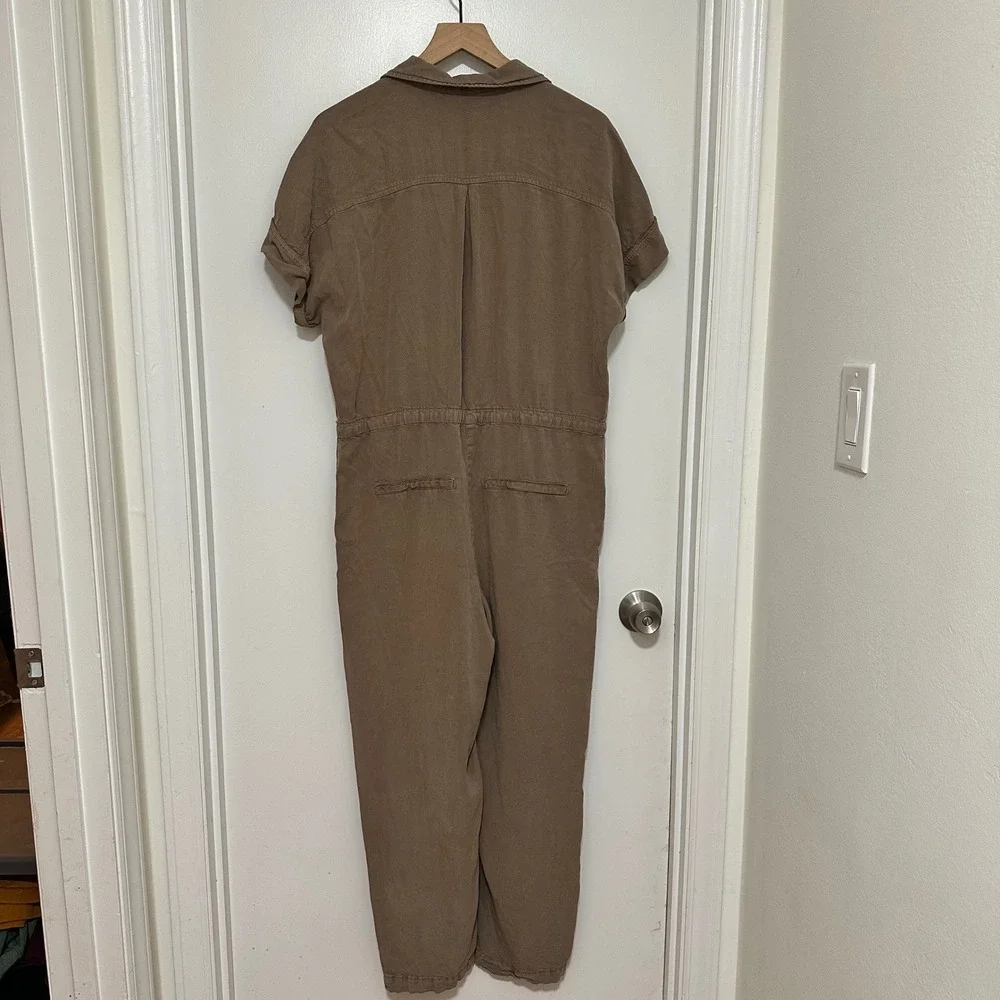 Free People | Woman's‎ Lottie Brown Short Sleeve Drawstring Utility Jumpsuit, S